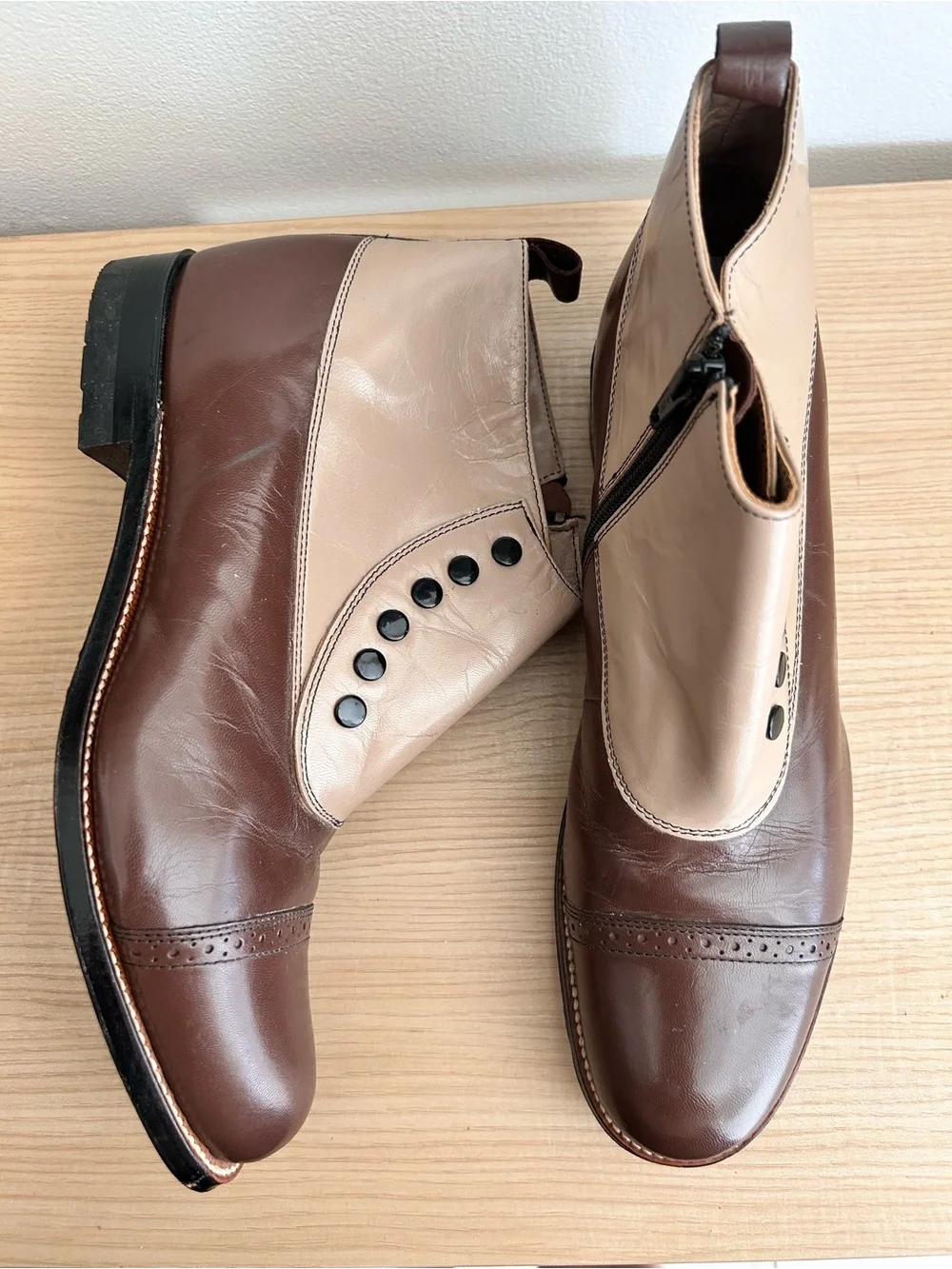 Stacy Adams Two-Tone Brown and Beige Chukka Boots